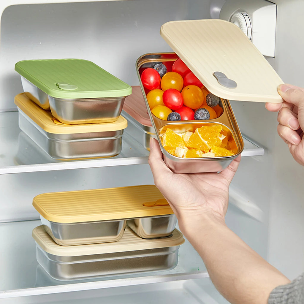 Portable Large Capacity Sealed Bento Lunch Box 304 Stainless Steel Fruit Salad Food Container for Student Office Worker